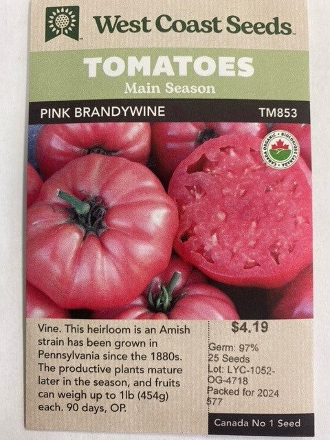Tomatoes Main Season - Pink Brandywine 25 Seeds
