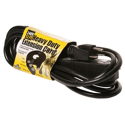 Hydrofarm 3 Outlet Extension Cord, 240V - 12 FT