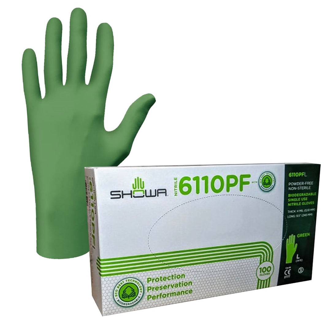 Showa Biodegradable Powder Free Nitrile Trimming Gloves 100/Bx