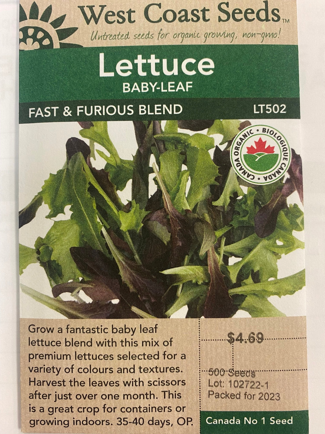Lettuce Baby-leaf - Fast & Furious Blend 500 Seeds