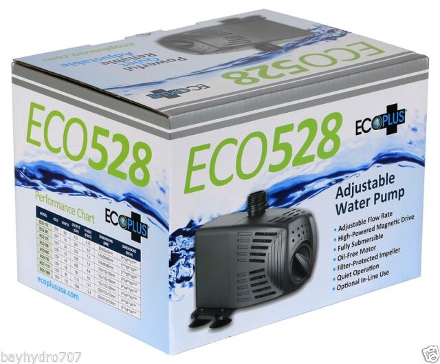 EcoPlus Adjustable Flow Submersible / Inline 528GPH Pump